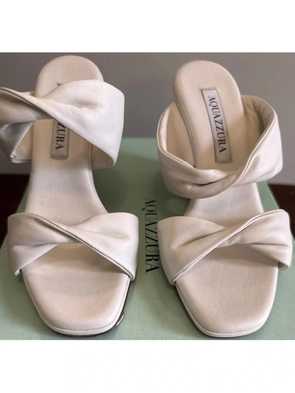 Aquazzura‎ White Cork Wedge Slide Sandals - New